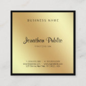スクリプトグラマーブラック金ゴールドプロフェッショナル優雅 スクエア名刺 (正面)