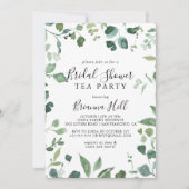 スクリプトグリーンリーフブライダルシャワーティーパーティー 招待状 (正面)