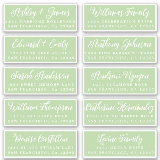 スクリプトグリーン結婚のゲスト住所 シール (正面)