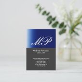 スクリプトグレーブルーストライプモノグラム名刺 名刺 (スタンド正面)