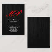 スクリプトグレー木柄モノグラム名刺 名刺 (正面/裏面)