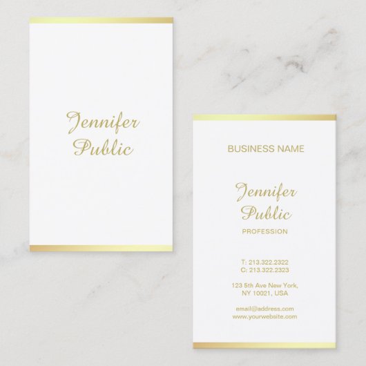 スクリプトゴールデン書道クリエイティブかわいらしモダン 名刺 (正面/裏面)