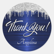 スクリプトサンキュー誕生日シルバーグリッターブルー