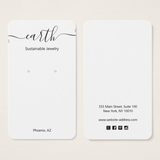 スクリプトシグネチャホワイトイヤリングディスプレイカード (正面&裏面)