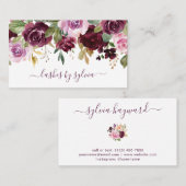 スクリプトシグネチャーエレガントパープルウォーターの色フローラ 名刺 (正面/裏面)