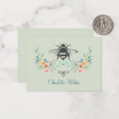 スクリプトシグネチャーパーソナライズされたビーフローラ緑 ノートカード (正面/裏面インサイチュ)