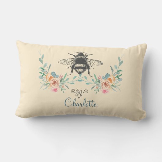 スクリプトシグネチャーパーソナライズされたビーフローラ ランバークッション (裏面)