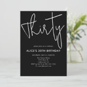 スクリプトシグネチャー30誕生日ブラック 招待状 (スタンド正面)