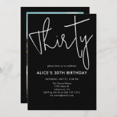 スクリプトシグネチャー30誕生日ブラック 招待状 (正面/裏面)