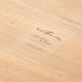 スクリプトシンプルエレガントな結婚式の日付を保存澄んする アクリル招待状 (レイダウン)