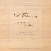 スクリプトシンプルエレガントな結婚式の日付を保存澄んする アクリル招待状 (正面)