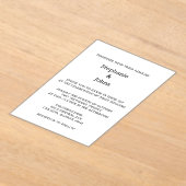 スクリプトシンプル白黒エレガミニマルントウェディング アクリル招待状 (レイダウン)