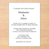 スクリプトシンプル白黒エレガミニマルントウェディング アクリル招待状 (正面)