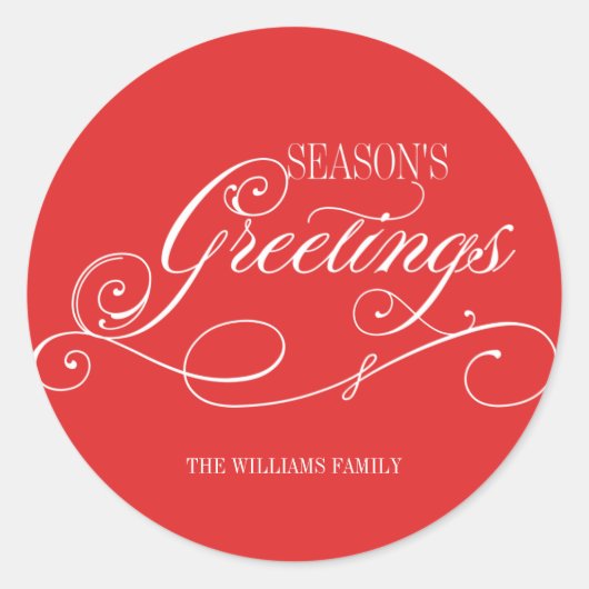 スクリプトシーズングリーティングホリデー ラウンドシール (正面)