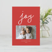 スクリプトジョイ パーソナライズ レッド ホリデー フォト カード (スタンド正面)