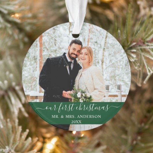 スクリプトスタイリッシュの初めてのクリスマス緑 オーナメント (ツリー)