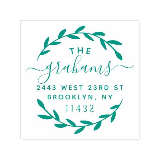 スクリプトスタイリッシュボタニカルファミリー差出人住所 セルフインキングスタンプ (デザイン)