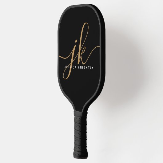 スクリプトスタイリッシュモノグラムイニシャル名カスタム色 ピックルボールラケット (左)