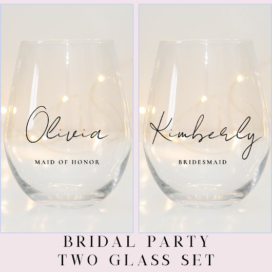 スクリプトスタイリッシュモノグラムブライダルパーティ ステムなしワイングラス