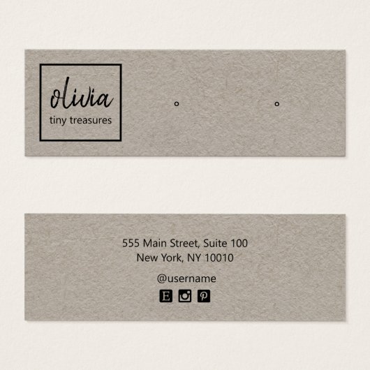 スクリプトスタッドイヤリングクラフト表示カード (正面&裏面)