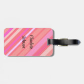 スクリプトストライプ内のピンクのモダン名 ラゲッジタグ (裏面横)