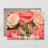 スクリプトタイプ&ピンクロース |サンキューカード ポストカード (正面/裏面)