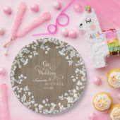 スクリプトタイポグラフィカントリー西ベビーズブレス ペーパープレート (パーティー)