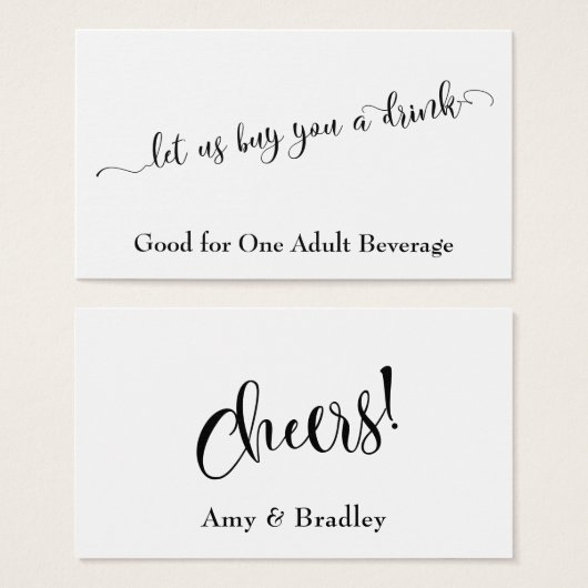 スクリプトタイポグラフィドリンクチケットと編集可能カラー (正面&裏面)