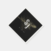 スクリプトタイポグラフィフェイク金ゴールドフェザーBohemian スタンダードカクテルナプキン (角)