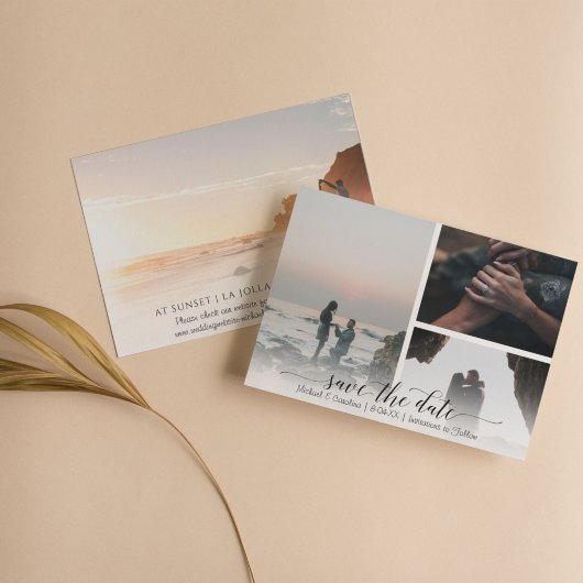 スクリプトタイポグラフィ日付を保存4フォトコラージュ セーブザデート