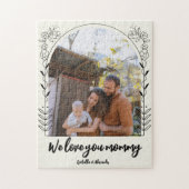 スクリプトタイポグラフィ私たちは母のフローラフレームの写真を愛 ジグソーパズル (縦)