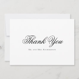 スクリプトタイポグラフィ結婚白黒の写真 サンキューカード