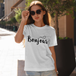 スクリプトタイポグラフィ- Bonjour Tシャツ