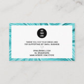 スクリプトティール（緑がかった色）の大理モダン石をありがとうターコイズ 名刺 (裏面)