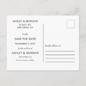 スクリプトティール（緑がかった色）緑のハート日付を保存する 案内ポストカード (裏面)