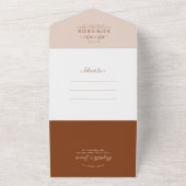 スクリプトテラコッタボヘミアンウェディングRSVP QRコード オールインワン招待状 (外側)