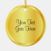 スクリプトテンプレートフェイク金ゴールドメタリックルッエレガントク セラミックオーナメント (正面)