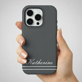 スクリプトネームミニマリストチャコールグレー iPhone 16 PROケース