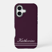 スクリプトネームミニマリストプラム iPhone 16ケース (裏面)