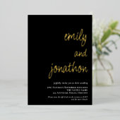 スクリプトネーム QR コード ウェディング ブラック ラグジュアリー 箔招待状 (立ち正面)