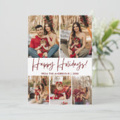 スクリプトハッピーホリデー5家族の写真モダン シーズンカード (スタンド正面)