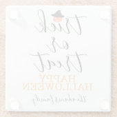 スクリプトハロウィンモダンのトリックまたは処理 ガラスコースター (裏面)