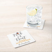 スクリプトハロウィンモダンのトリックまたは処理 スクエアペーパーコースター (インサイチュ)