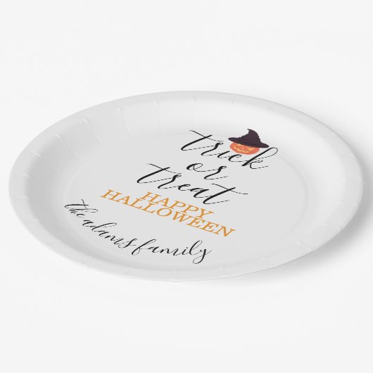 スクリプトハロウィンモダンのトリックまたは処理 ペーパープレート (アングル)