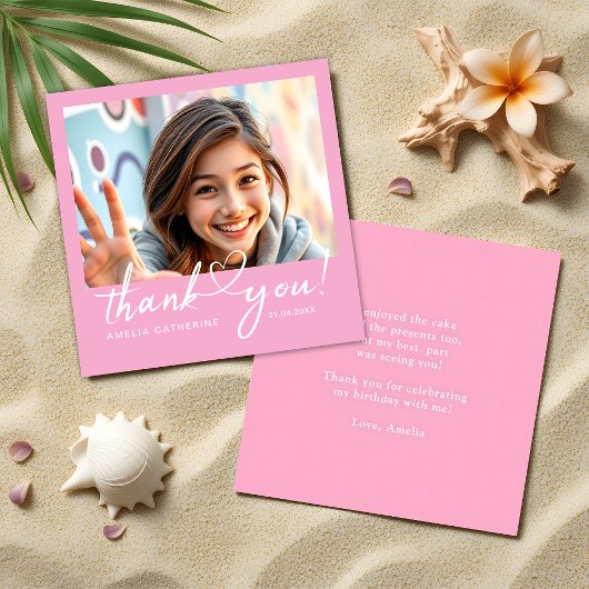 スクリプトハートソフトピンクガールバジェットサンキューカード ノートカード