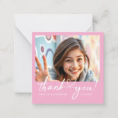 スクリプトハートソフトピンクガールバジェットサンキューカード ノートカード (正面)