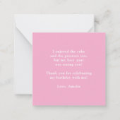 スクリプトハートソフトピンクガールバジェットサンキューカード ノートカード (裏面)