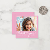 スクリプトハートソフトピンクガールバジェットサンキューカード ノートカード (正面/裏面インサイチュ)