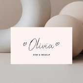 スクリプトハートミニマリストパステルピンク 名刺