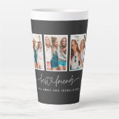 スクリプトハートモダンの数々の写真の最高の友人 カフェラテマグ (正面)